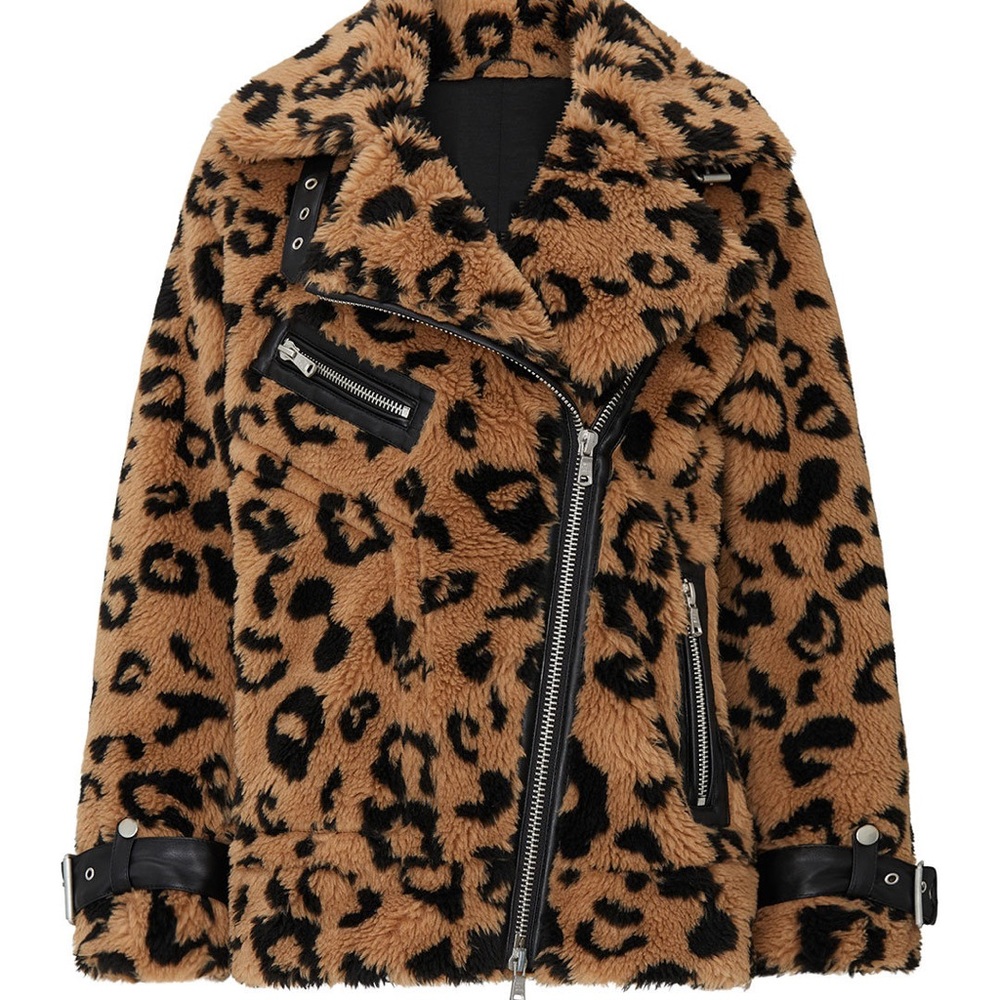 Avec Les Filles Leopard Biker Jacket